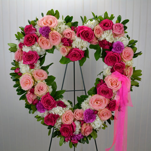 Funeral Heart Cemetery Wreath, Pink Wreath, Sympathy Wreath