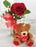 Single Red Rose with Teddy Bear